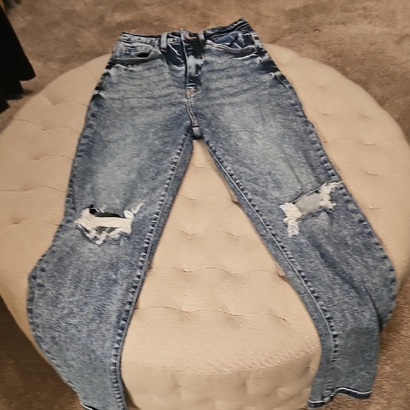 Women's Distressed Blue Jeans - Picture 1 of 1